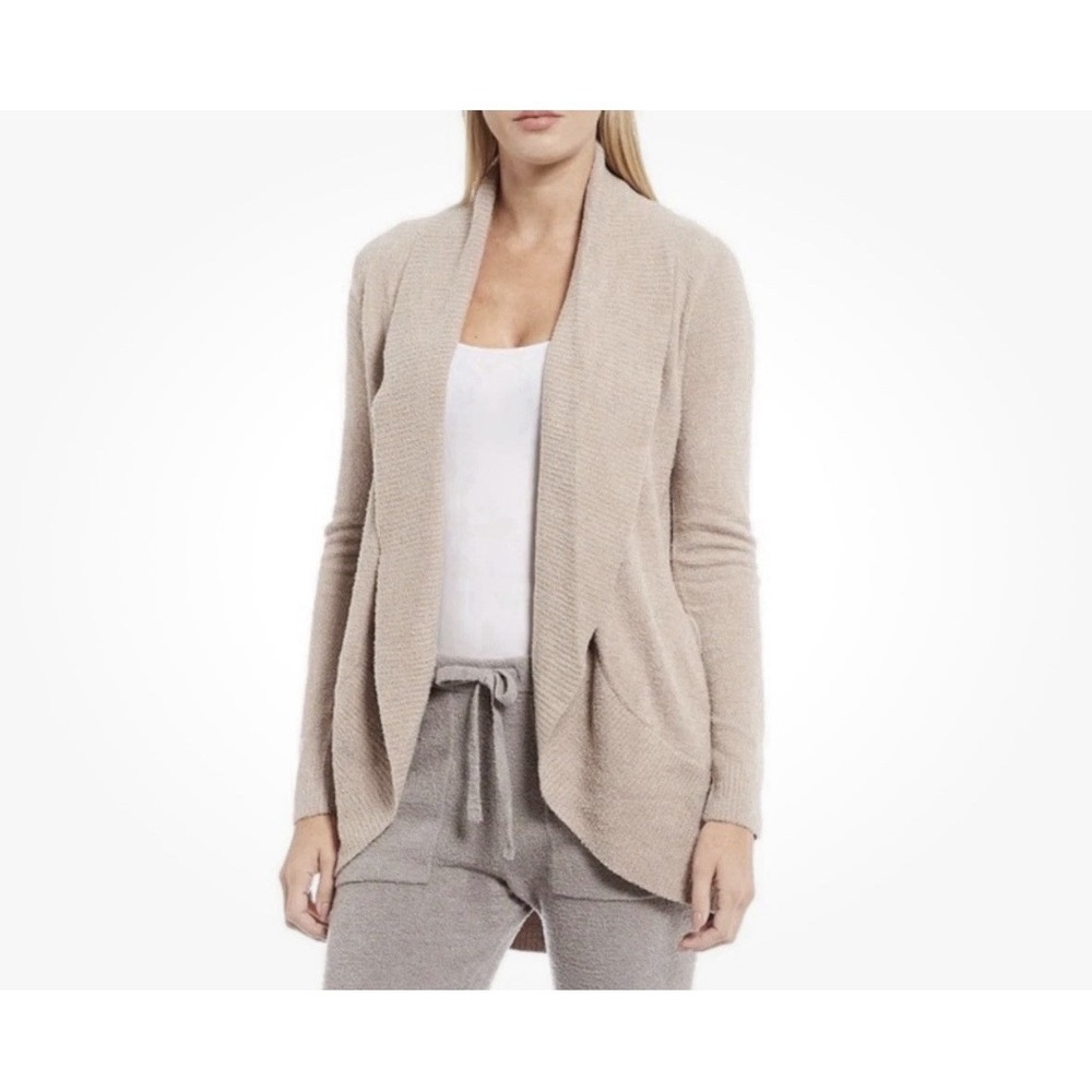 BAREFOOT DREAMS CozyChic Lite Circle Cardi Women's Small Taupe Sweater Lounge‎